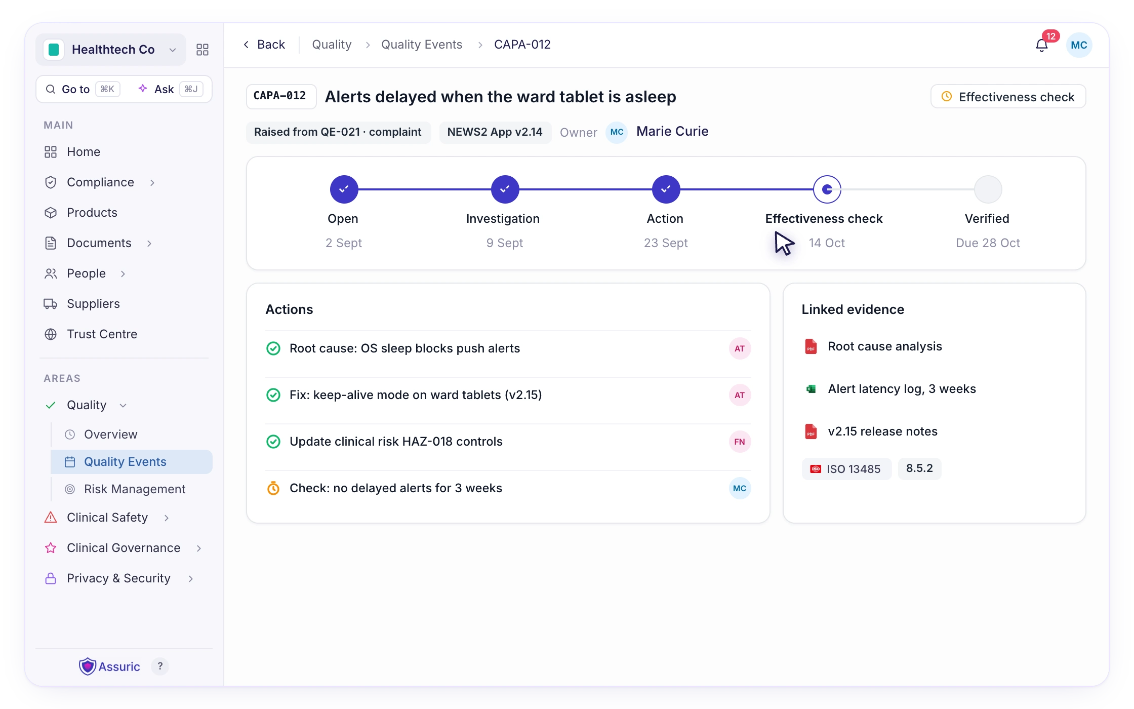 F081 — Incidents, complaints and feedback in one record