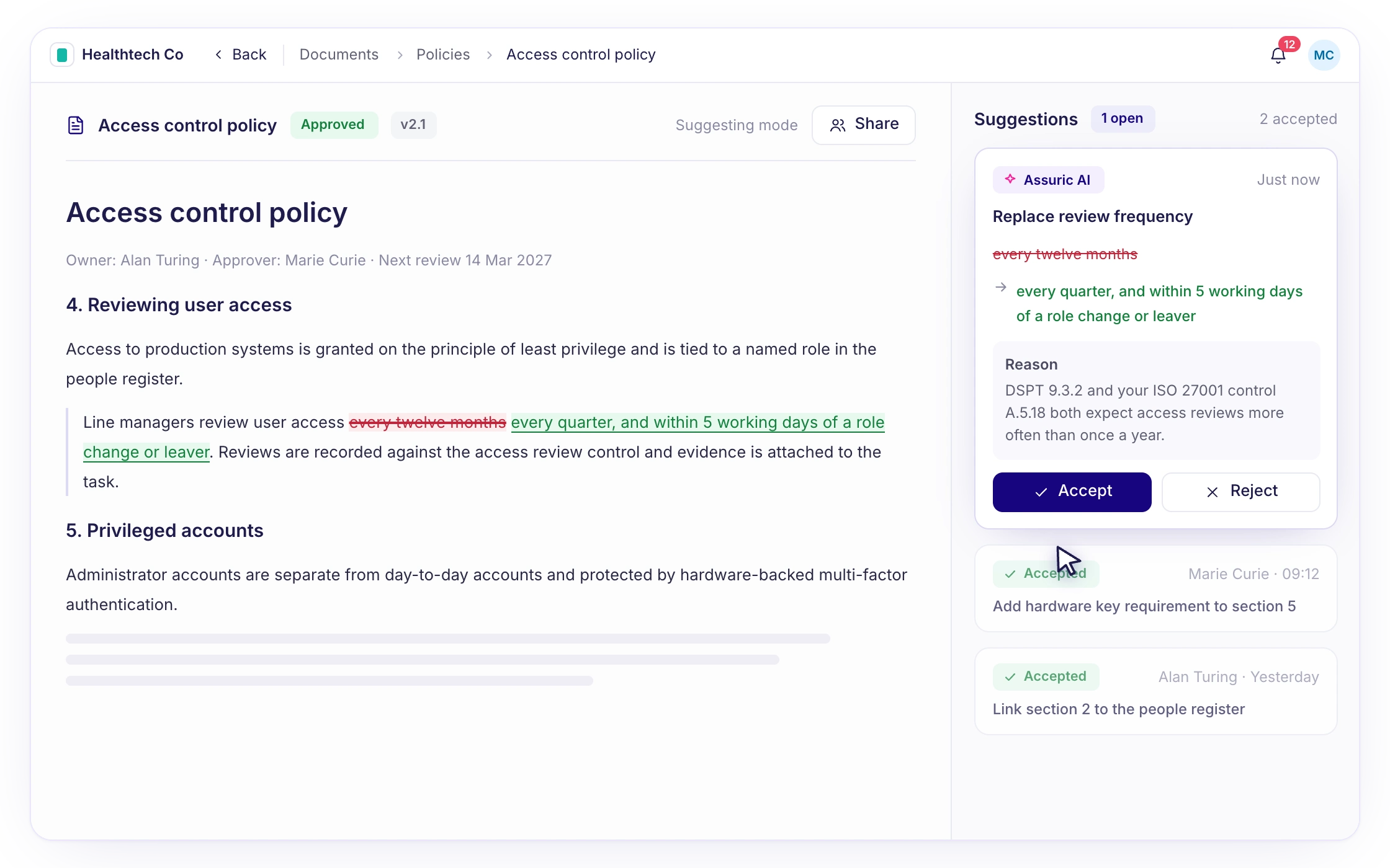 F002: Draft and update documents with AI