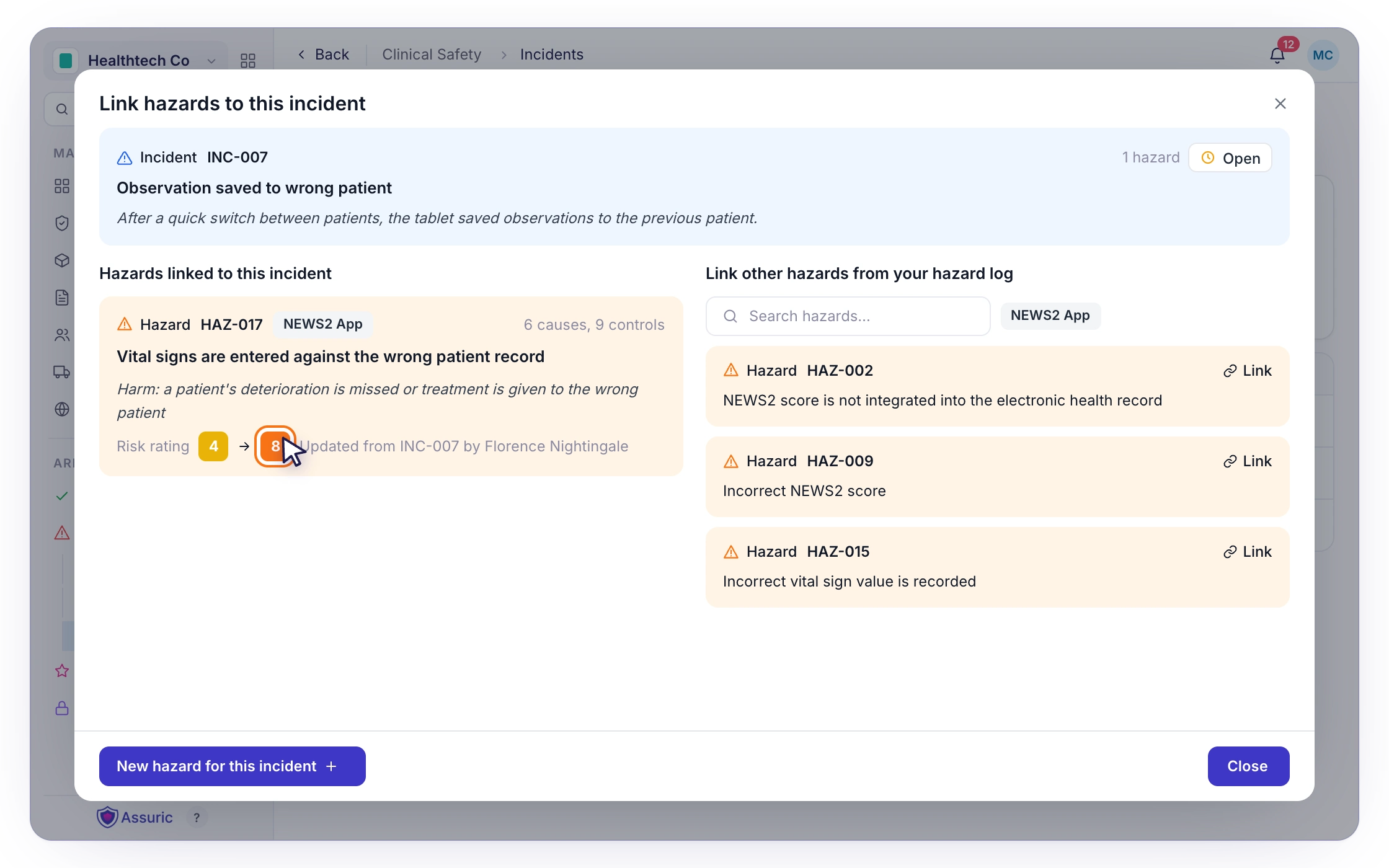 F023: Add or link hazards from any incident