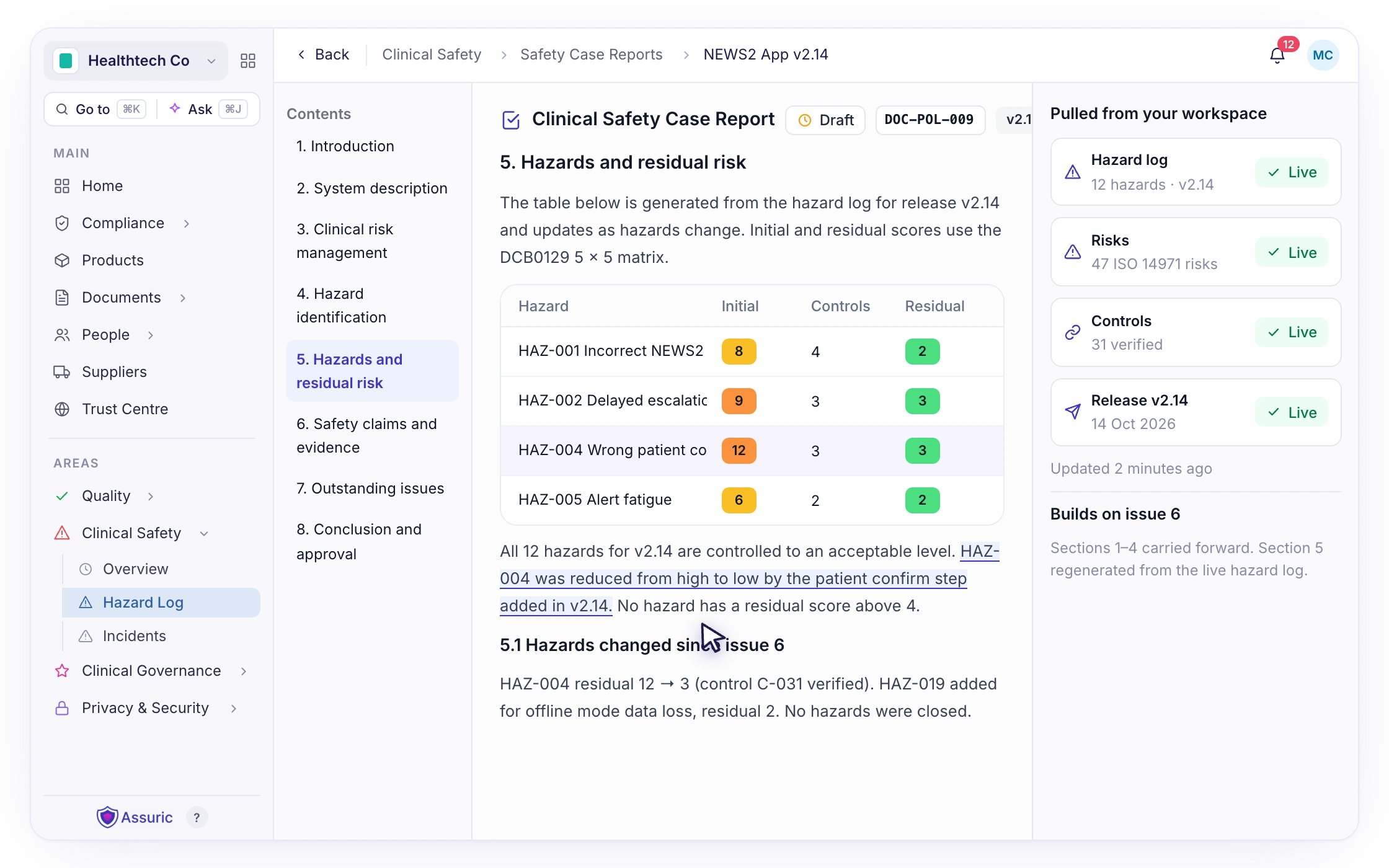 F085: Generate from a hazard log with AI and automation