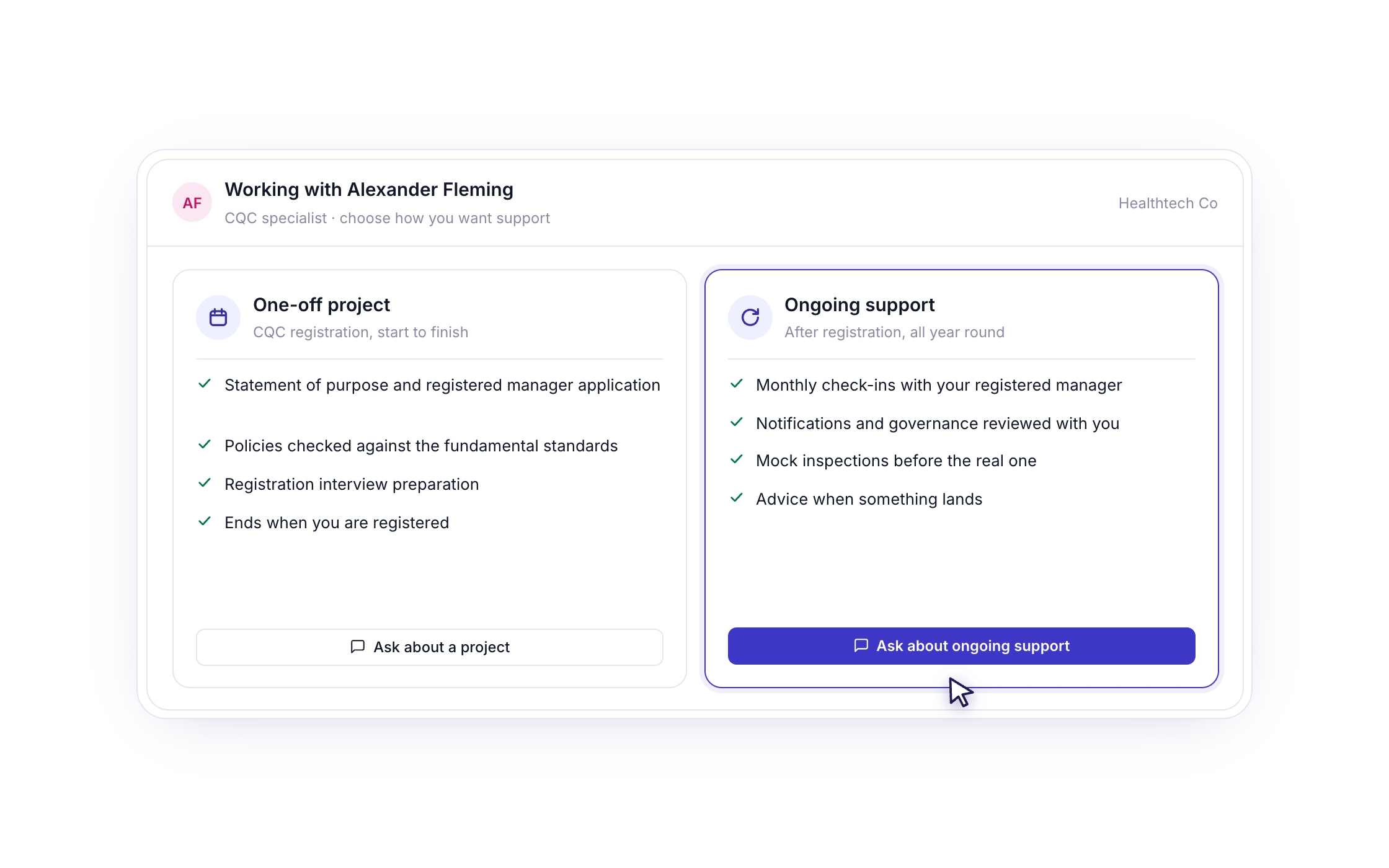 F114: Support for a single project, or ongoing