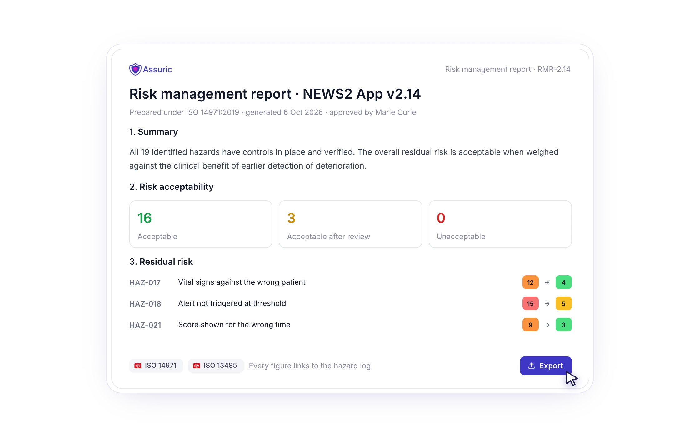 F127: Risk management reports, generated in a click