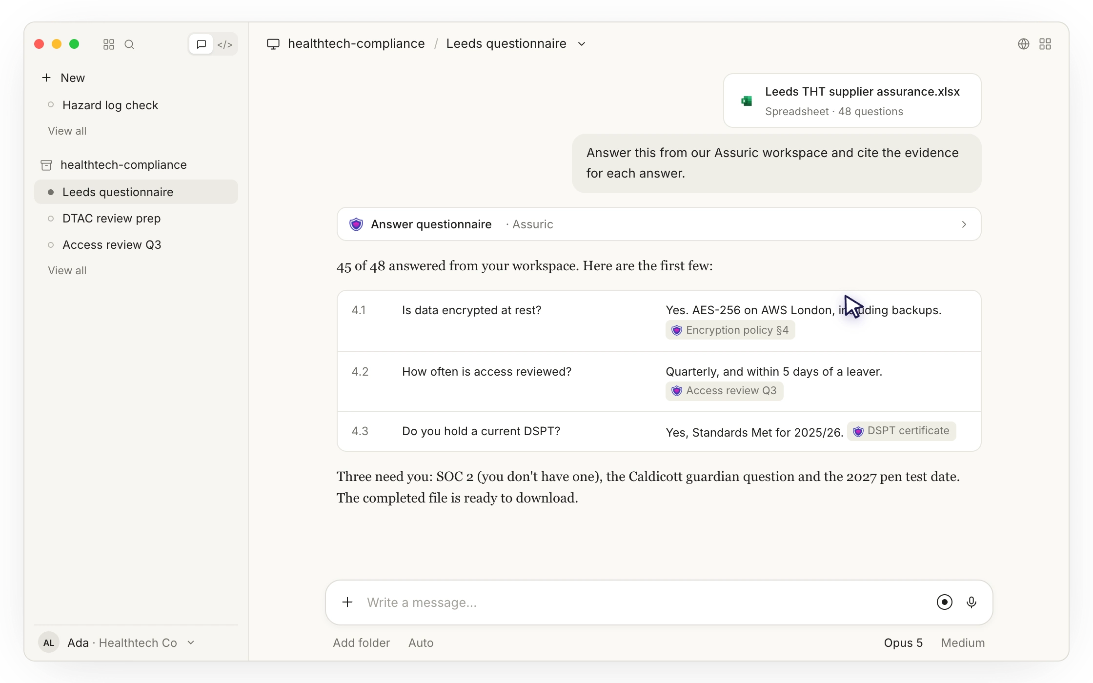 F135: Complete questionnaires from your AI assistant